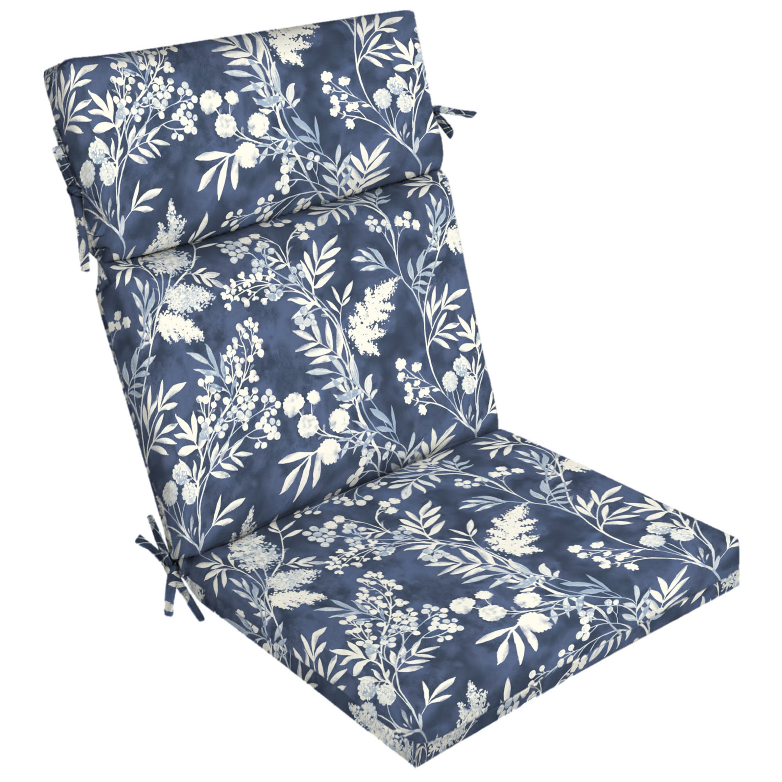 Better Homes & Gardens 44" x 21" Navy Blue Floral Outdoor Chair Cushion, 1 Piece