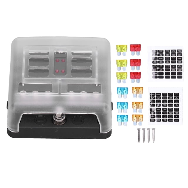 Fyearfly - Soporte para caja de cuchillas de bloque de fusibles, 6 vías, resistente al agua, con indicador LED para vehículo, barco, soporte para caja de fusibles a prueba de agua, bloque de fusibles
