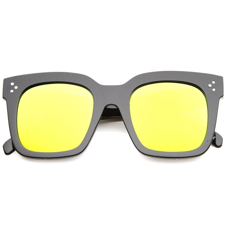 Bold Yellow Oversized Square Sunglasses Unisex Retro Square Chunky Bold Flat Top Sunglasses – Purpose +  main image 4
