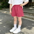 thumbnail image 4 of Babcutegg Girls’ Solid Color Elastic Waist Summer Shorts with Pockets, Casual & Comfortable Pants for Ages 2-15 Hot Pink Size 6, 4 of 5