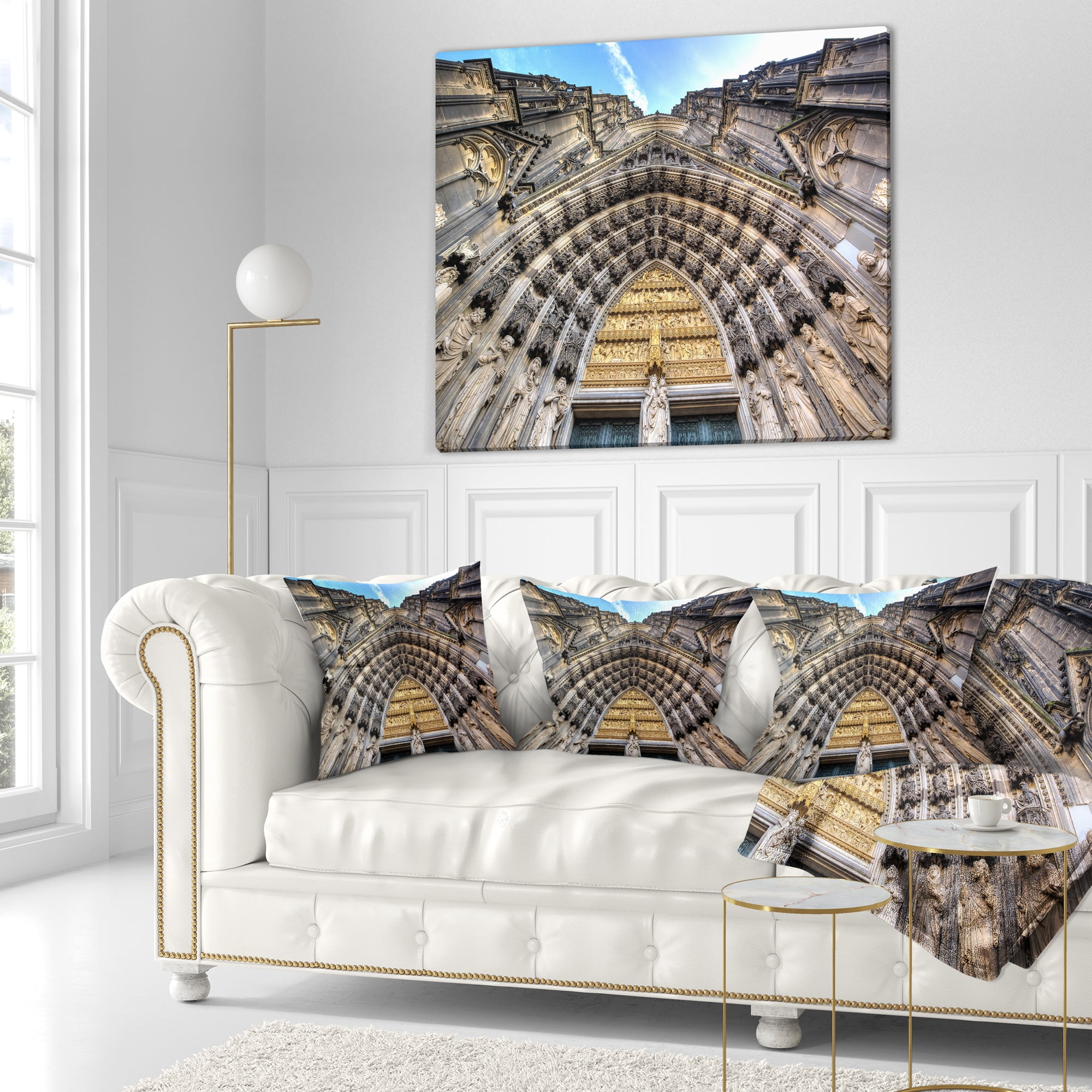 Designart Facade of the Dom Church in City - Cityscape Art Throw Pillow - 16x16