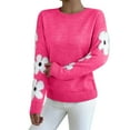 thumbnail image 2 of AGWOLF Ribbed Knit Sweaters for Women Cute Floral Graphic Pullover Sweater Dressy Mock Neck Long Sleeve Top, 2 of 9