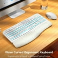 thumbnail image 5 of Ergonomic Wireless Keyboard and Mouse Combo, Leather Cushioned Palm Rest, Wave Keys, Silent Typing, 2.4G Lag-Free-Wagpak-White, 5 of 8