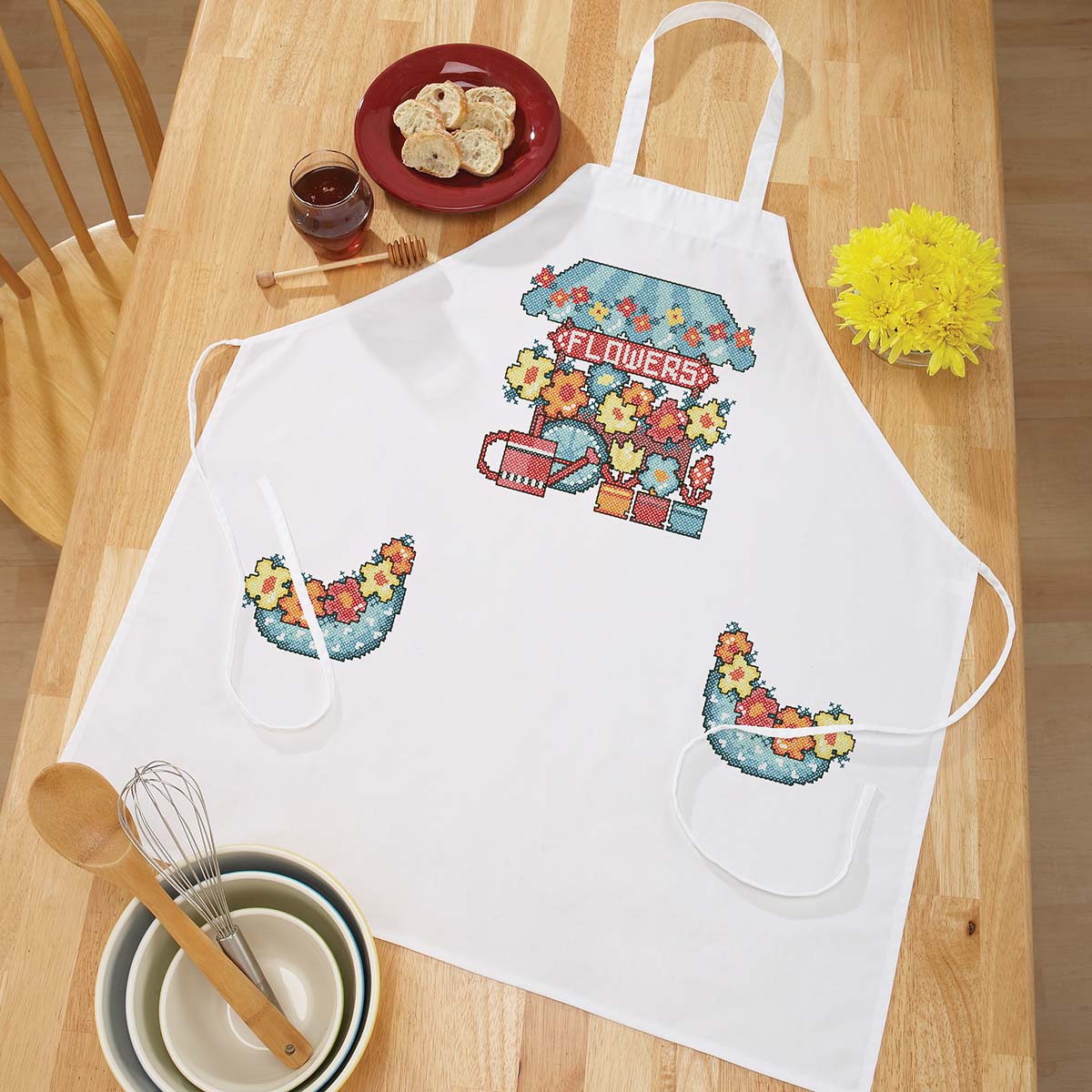 Herrschners® Flowers For Sale Apron Stamped CrossStitch
