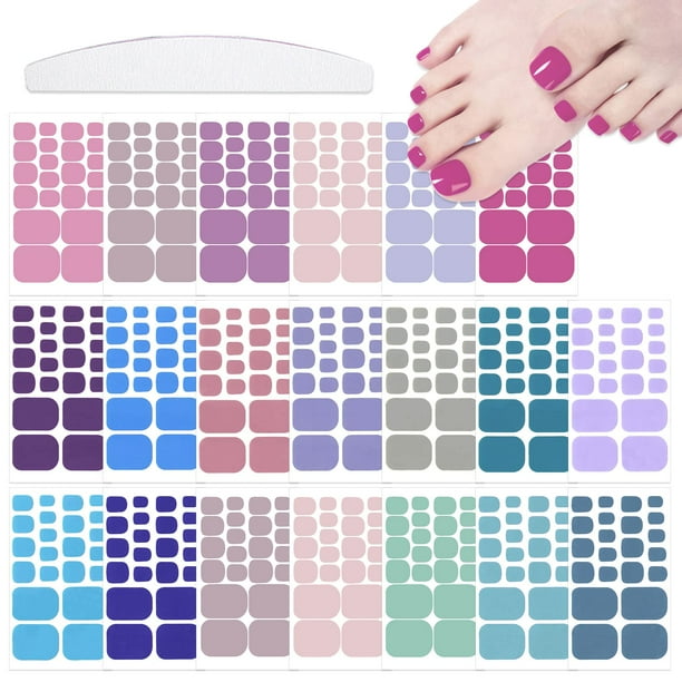YECIRALA 20 hojas 440 piezas pegatinas para uñas de los pies para mujeres envolturas de uñas para dedos de los pies tiras de esmalte de uñas pegatinas para uñas de los pies tiras de uñas de gel tiras