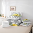 thumbnail image 6 of Homewish Country Sunflower 7 Pieces Bedding Comforter Set,Modern Geometric Checkered Full Bedding Set,Yellow Gray White Fitted Sheet Flat Sheet For Men Women,Luxury Bedroom Decor, 6 of 8