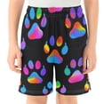 thumbnail image 2 of Neon Dog Paw Pattern Athletic Shorts Breathable with Comfort Fit Drawstring Casual Sweatshorts Large, 2 of 9