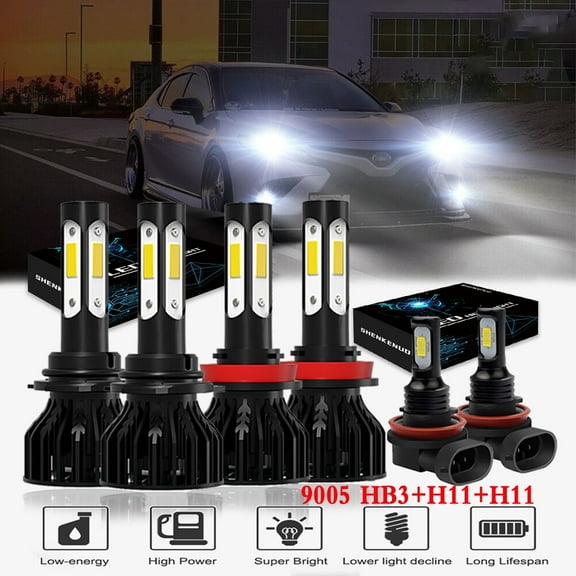 For 2007-2014 Toyota Camry Headlights,9005 H11 High and Low Beam Bulbs H11 Fog lights 6pcs