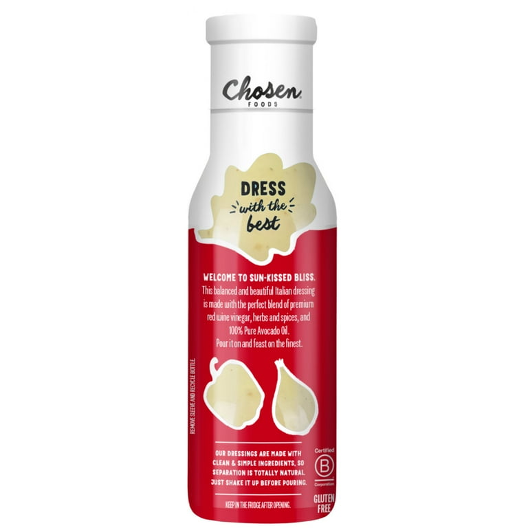 Chosen Foods Zesty Italian Dressing & Marinade 8 fl Oz with Avocado Oil -  Walmart.com