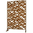 thumbnail image 2 of Freestanding Metal Privacy Screen for Deck & Patio - 76" H x 48" W Outdoor/Indoor Room Divider, Durable Weatherproof Design, Brown, 2 of 9