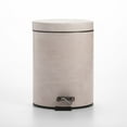 thumbnail image 2 of mDesign Small 1.3 Gal. Round Metal Step Trash Can w/ Liner, Stone Print - Beige, 2 of 8