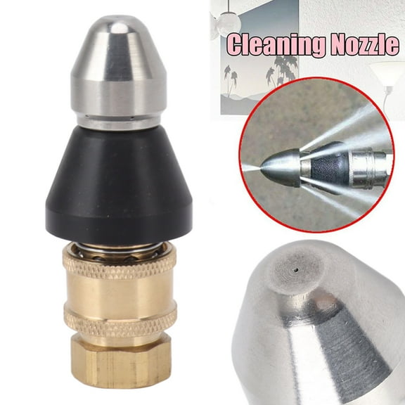 High,Pressure Sewer Cleaning Nozzle, G1/4" With G3/8" Adapter, Fast  Effective Pipe Unclogging