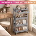 thumbnail image 6 of Yeabett 4 Tier Rolling Utility Cart Organizer with Removable Drawer, Mobile Storage Carts with 2 Lockable Wheels for Bathroom, Kitchen, Snack, Craft, Makeup, Baby Essentials, Grey, 6 of 7