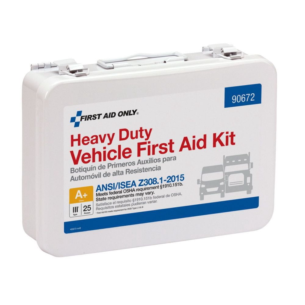 25 Person Vehicle First Aid Kit, Metal Weatherproof Case, ANSI Compliant