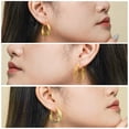 thumbnail image 4 of JeenMata Conjunto de Tres Elegantes Pendientes de Aro en Paquete Múltiple, Bañados en Oro Amarillo, 4 of 5
