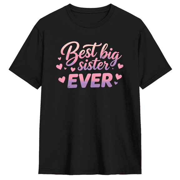 Best Big Sister Ever Vintage Graphic Tee for Women, Fun Family Gift Cotton Short Sleeves T-Shirt