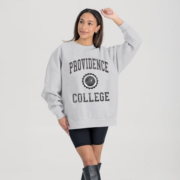 Women's Gameday Couture Steel Providence Friars Oversized Good Vibes Premium Fleece Drop Shoulder Pullover Sweatshirt
