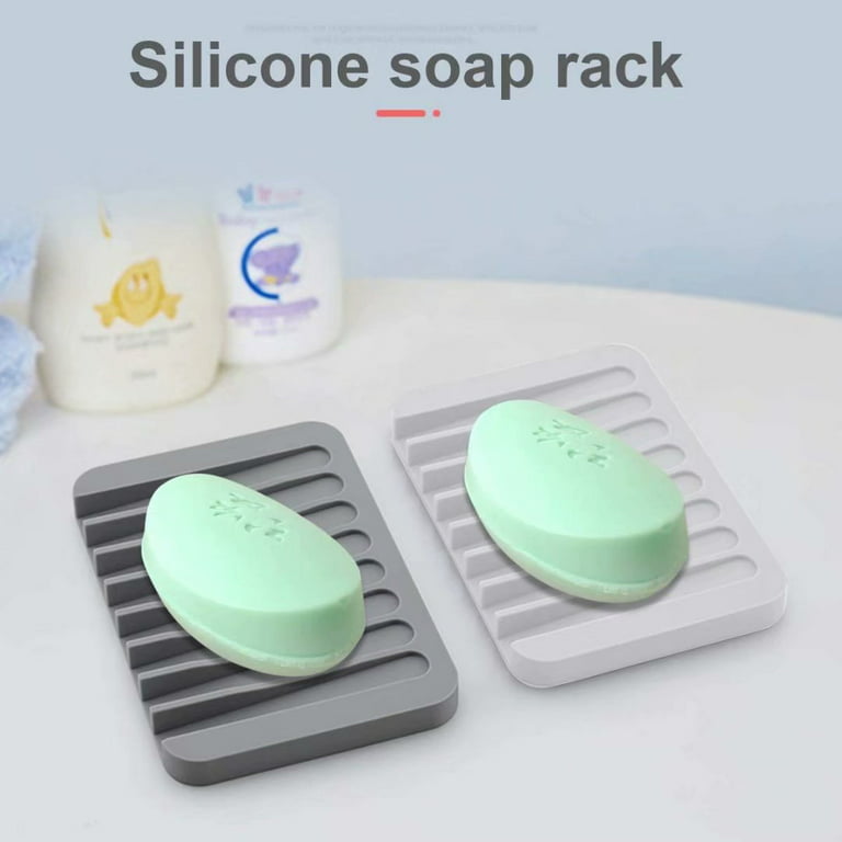 3 Pack Soap Dish for Shower, Silicone Rubber Soap Holder Stand
