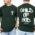 thumbnail image 5 of Child of God Double Sides T-Shirt, Minimalist Christian Cross Tee with Psalm 23 Quote, Spiritual Faith Graphic Shirt, Religious Apparel Gift for Men and Women, 5 of 7