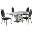 thumbnail image 1 of White Marble 5 piece Dining Set with Silver Stainless Steel Base, 1 of 4