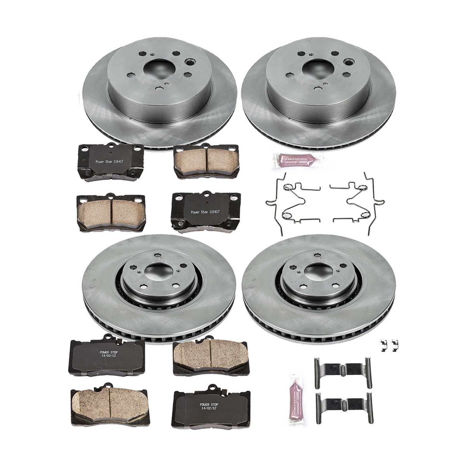 Power Stop Front and Rear Stock Replacement Brake Pad and Rotor Kit KOE4071