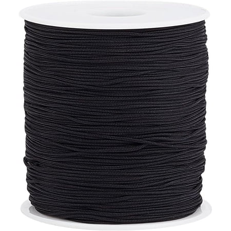 DIY 240yard Black Nylon Beading String 1mm Braided Bracelet String Lift Shade Cord for Jewelry Making Wind Chime Replacement String Kumihimo Macrame Thread DIY