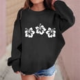 thumbnail image 2 of Hihipz Toddler Girls Crewneck Sweatshirt Hawaiian Hibiscus Floral Print Long Sleeve Oversized Cozy Pullover Sweatshirt, 2 of 4