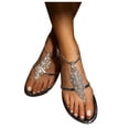 thumbnail image 3 of Leutsin Women Summer Sandals Flat Open Toe Rhinestone Comfy Casual Beach Shoes, 3 of 8