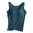 thumbnail image 1 of MIASHUI Women Solid Color Tank Top with Bra Wide Strap Yoga Sports Vest,Blue,S, 1 of 3
