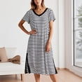 thumbnail image 2 of xinglv Clearance Nightgowns for Women Plus Size Soft,Crewneck Sleepwear Floral Printed Womens Loungewear Sexy Satin Pajama Dress for Women Long Nightwear Black M, 2 of 5