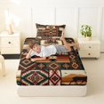 thumbnail image 4 of jejeloiu Western Deer Twin Sheets,Aztec Pattern Bedding For Boys,Earthy Multi,3 Pieces,1 Fitted Sheet and 1 Pillowcase, 4 of 6