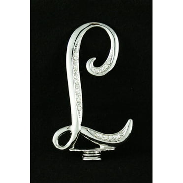 Silver Rhinestone Monogram Wedding Cake Topper Top Letter Initial"L"