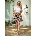 thumbnail image 3 of JWD Women's Short Skirt Summer Pleated Elastic Short Skirt Drawstring Mini Skirts Khaki Black Flower L, 3 of 10