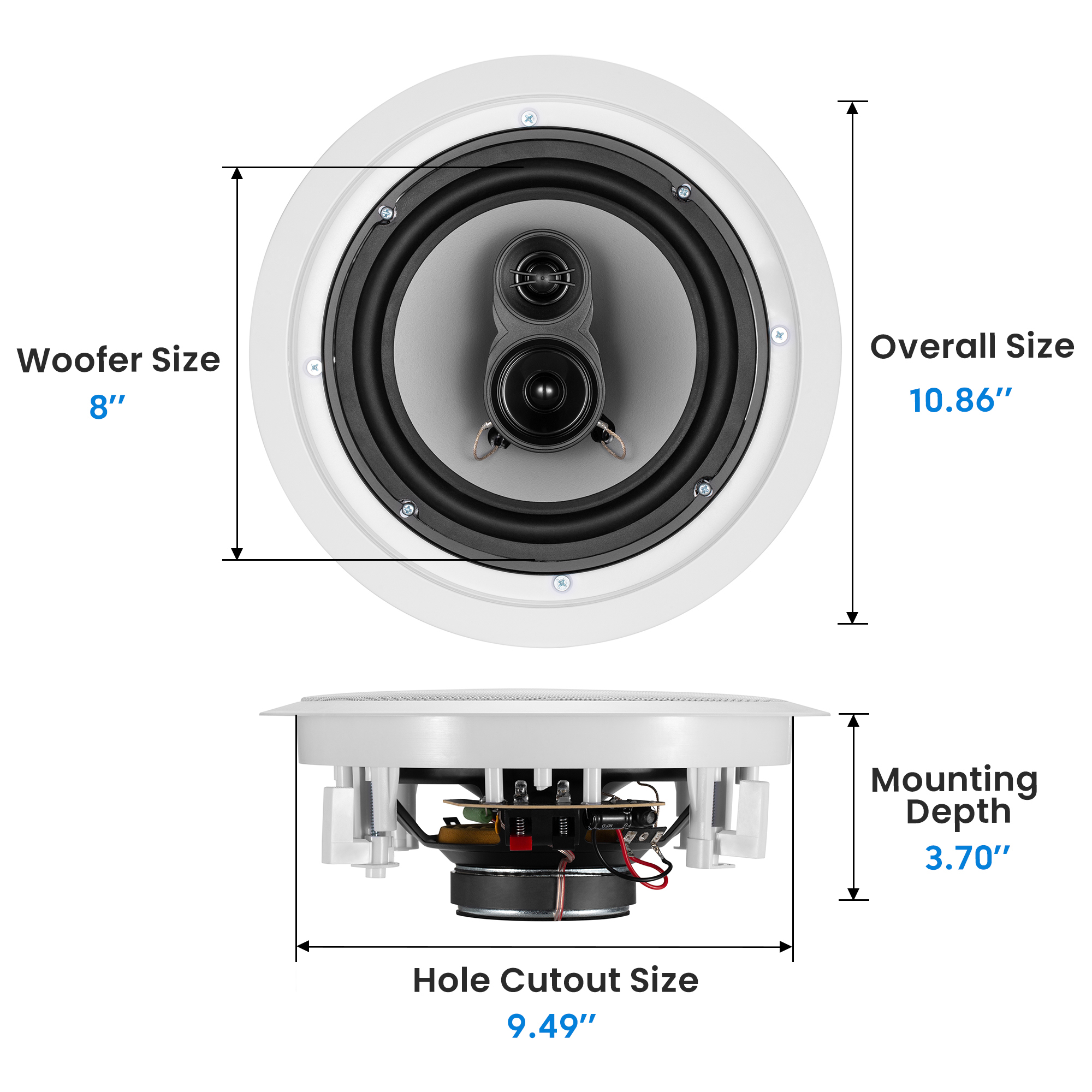 Acoustic Audio CS-IC83 In Ceiling Wall 8" Home Theater 5 Speaker Set 3 Way Flush Mount Pack of 5 - image 2 of 7