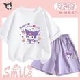 thumbnail image 2 of Kawaii Kuromi 2Pcs Kid's Short Sleeve Set Sanrios Anime Cinnamoroll Fashion Cute Girls Boy Student Cotton Casual T-Shirt Shorts, 2 of 5