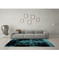 thumbnail image 3 of Ahgly Company Machine Washable Indoor Round Abstract Turquoise Blue Modern Area Rugs, 3' Round, 3 of 4