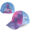 thumbnail image 2 of Women's Ponytail Baseball Cap Tie Dye Hat Sun Protection Girls Cap Baseball Cap, 2 of 3