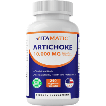 Vitamatic Artichoke Extract Vegetable Capsules 10000mg 240 Count - Non-GMO, Gluten Free Supplement - Made in The USA