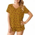 thumbnail image 4 of Goodtrade8 Loungewear for Women with Pocket Petite Short Sleeve V-Neck Casual Sleepwear Printed Woman Pjs, 4 of 8