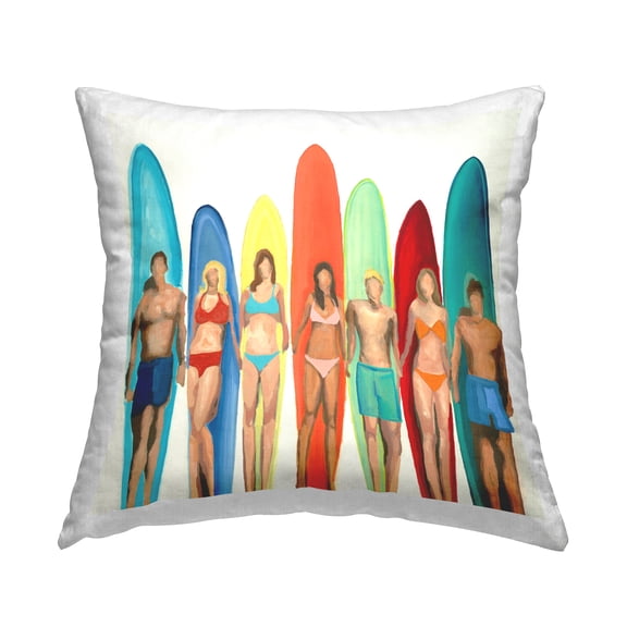 Stupell Industries Surfers & Boards Ocean Sports Square Decorative Printed Throw Pillow, 18 x 18