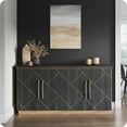 thumbnail image 6 of BELLEZE 65 Inch Buffet Sideboard Cabinet with Elegant Gold Trim, Modern Storage Console Table with Decorative Doors for Dining Room, Kitchen, and Living Room (Espresso Black), 6 of 7