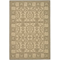 SAFAVIEH Courtyard Charlotte Floral Indoor/Outdoor Area Rug, 4' x 5'7", Coffee/Sand