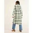 Free Assembly Women’s and Women's Plus Plaid Wool Blend Long Coat