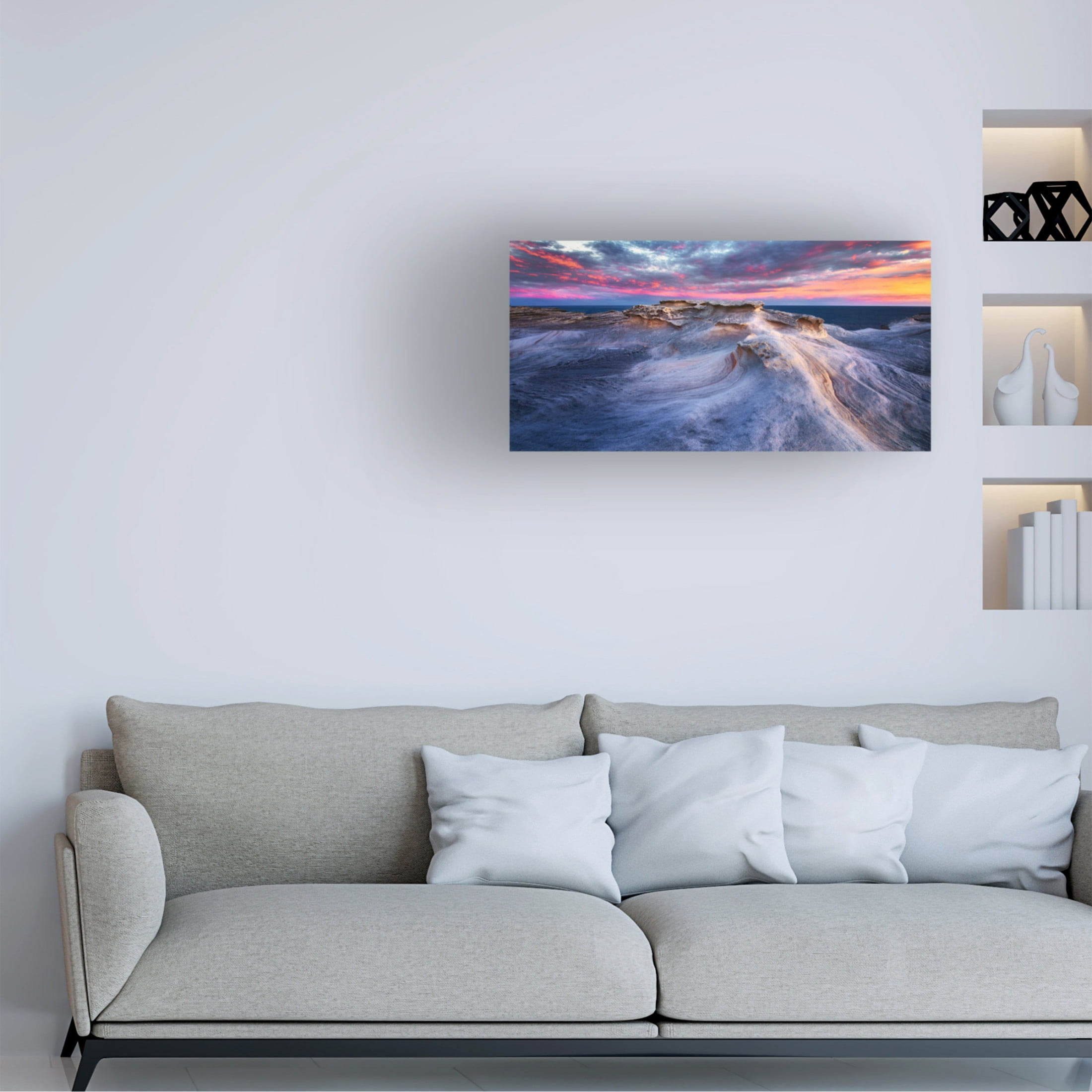 Canvas Wall Art - Joshua Zhang 'Waves' Wall Art for Living Room, Bedroom, or Office D?cor by Trademark Fine Art - 47 x 24 Inches