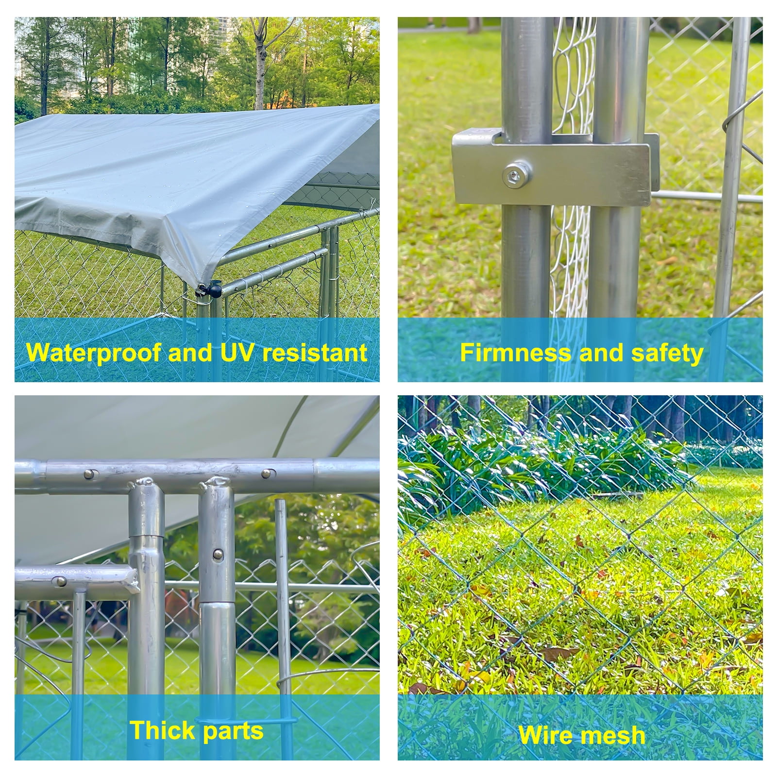 6.56ft x 6.56ft Outdoor Dog Kennel Metal Playpen Heavy Duty Dog Cages for Large Dogs Run Outside Exercise Pet Fences for Yard