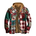 thumbnail image 1 of WRKEKC Men's Checkered Print Fleece Jacket with Button Pockets, Long Sleeve Faux Two-Piece Hooded Coat for Urban Street Style Multicolor L, 1 of 2