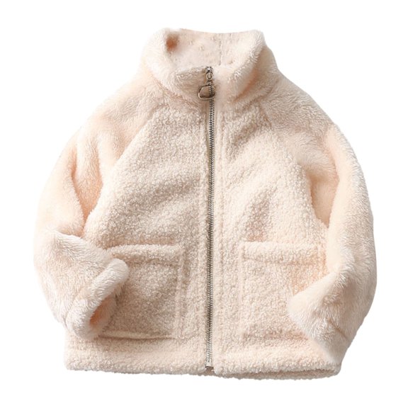 Coerni Girl and Toddlers' Sherpa Fleece Full-Zip Jacket Thicken Warm Coat Kids Puffer Sweatshirt Winter Outwear Comfort Cardigan