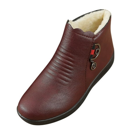

TAIAOJING Women s Ankle Boots Comfortable Zipper Winter Short Retro Warm Shoes Round Toe Booties Solid Color Flat Boots Zapatillas
