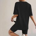 thumbnail image 5 of Pajamas for Women Set 2 Piece Ribbed Knit Matching Outfits T Shirt Biker Shorts Sleepwear Sweatsuits Womens Pajama, 5 of 7