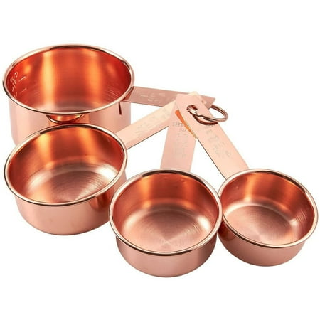 

4 Pieces Stainless Steel Measuring Cup Set For Baking & Cooking Copper-Plated